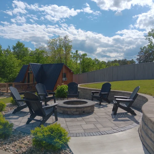 Fire Pit Area Cottages 2026 & Pic of AFrame (1)